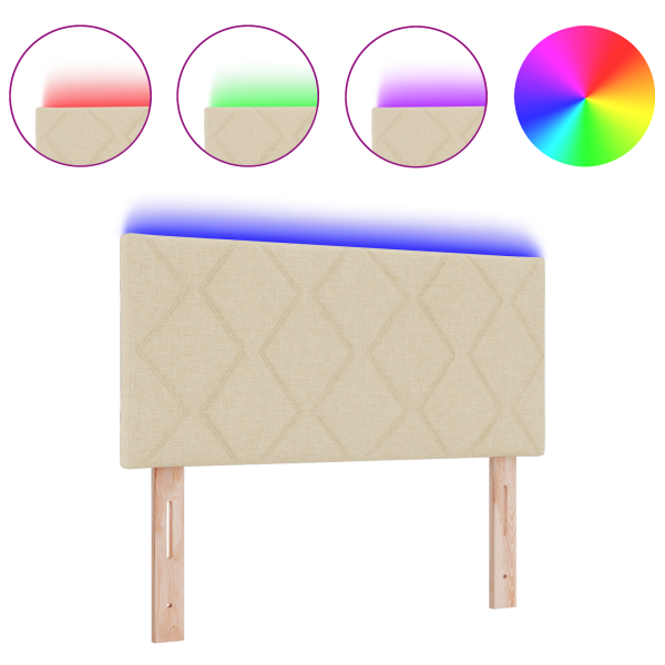 Cabecera LED Diseño de Bloques de Diamante Crema 90 cm Tela M 3