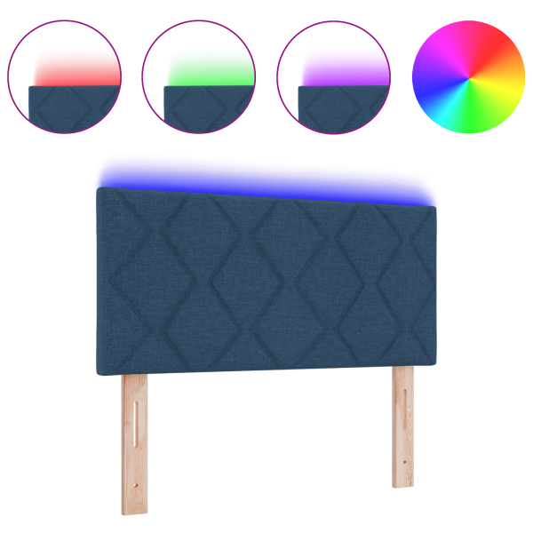 Cabeceira LED Azul com Design de Blocos de Diamante. 100 cm Tecido M 3