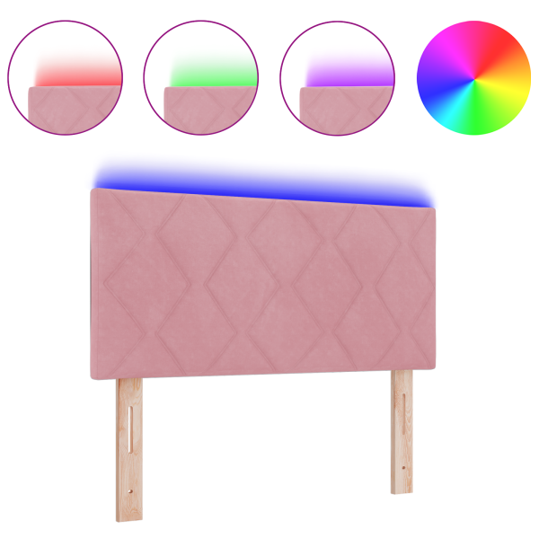 Cabecero LED Diseño de Bloques de Diamante Rosa 100 cm Terciopelo M 3