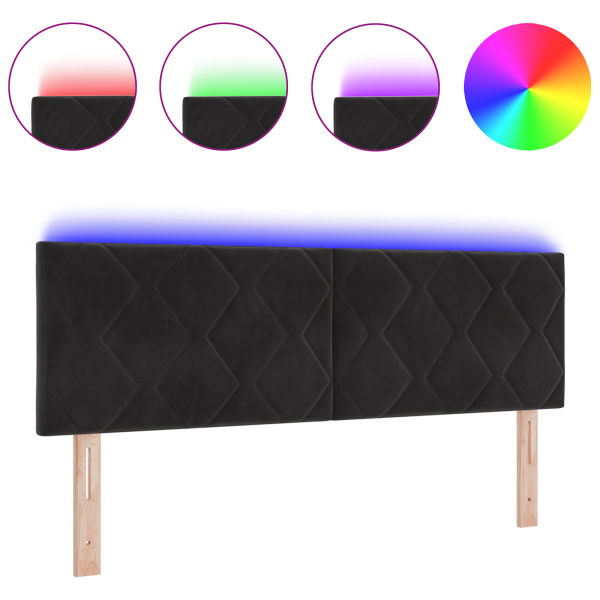 cabecero  Diseño de Bloques de Diamante Negro 144 cm Terciopelo M 3