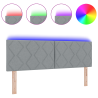 Cabeceira LED  Design de Blocos de Diamante Cinza Claro 160 cm Tecido 3