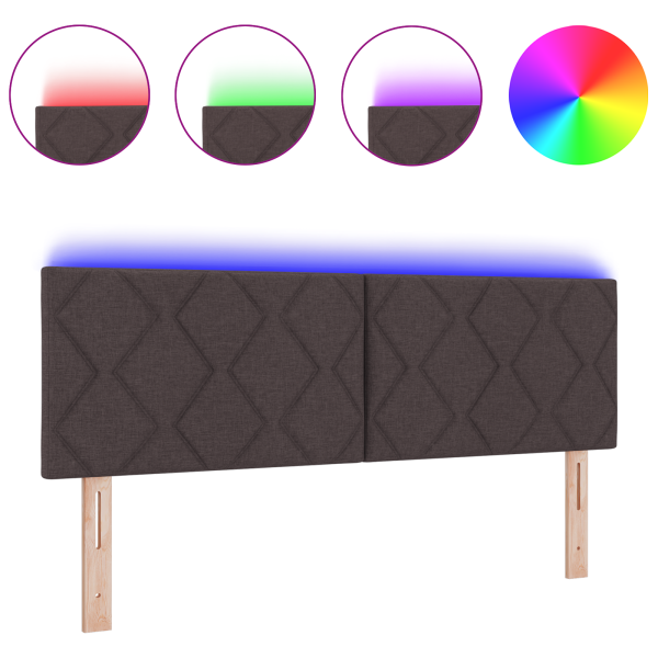 Cabeceira LED  Design Com Blocos De Diamante Marrom Escuro 160 cm Tecido M 3