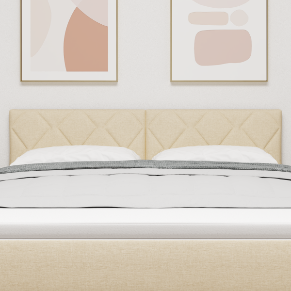 Cabeceira LED Design Blocos de Diamante Creme 160 cm Tecido M 4