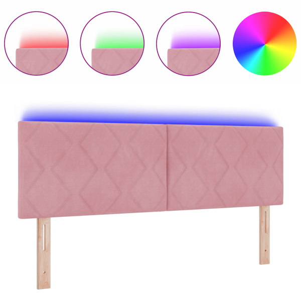 Cabecera LED Diseño de Bloques de Diamante Rosa 160 cm Terciopelo M 3