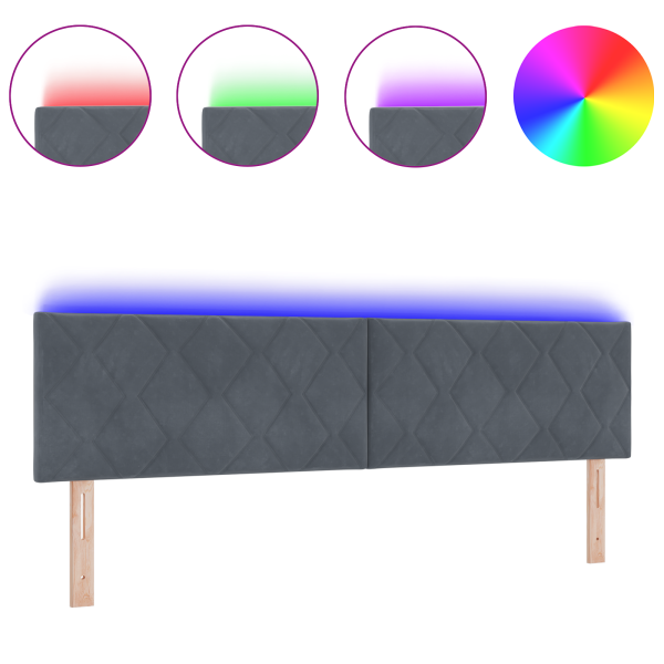 cabecera LED gris oscuro 180 cm Juego de 2 Gris oscuro M 3