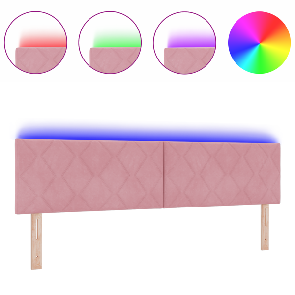 Cabecero LED Diseño de Bloques de Diamante Rosa 180 cm Terciopelo M 3