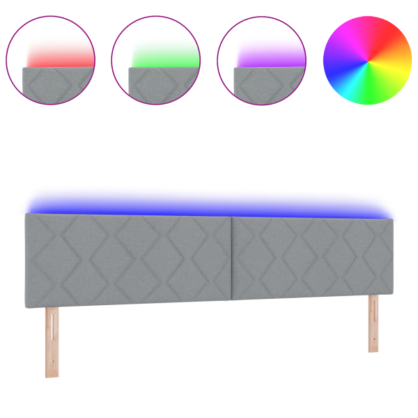 Cabecera LED  con Diseño de Bloques de Diamante en Gris Claro. 200 cm de Tela M 3