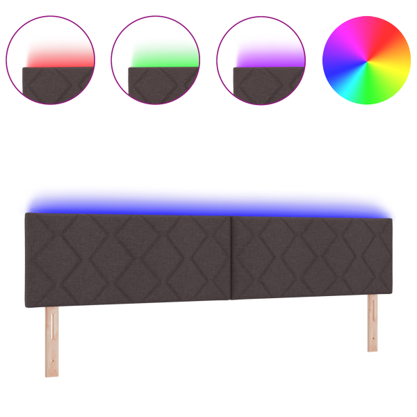 Cabecera LED Set de 2 Marrón oscuro Tapicería 200 cm Moderna M 3