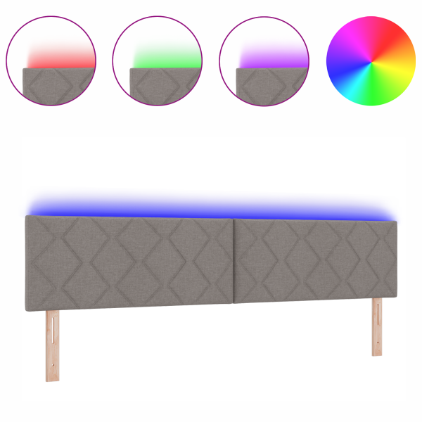 Cabeceira LED  Design Diamante Taupe 200 cm Tecido M 3