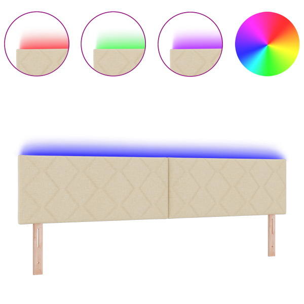 Cabeceira LED  Design Blocos de Diamante Creme 200 cm Tecido M 3