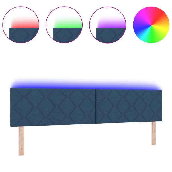 Cabeceira LED  Design de Blocos de Diamante Azul 200 cm Tecido M 3