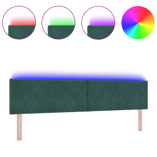 Cabecera LED Verde Oscuro Juego de 2 Verde Oscuro M 3