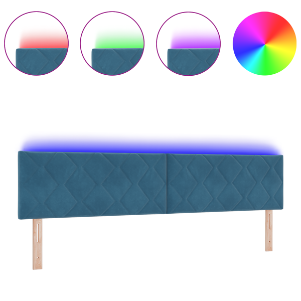 Cabecero LED Azul Oscuro Juego de 2 Azul oscuro M 3