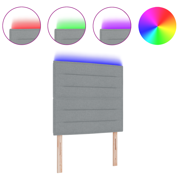 Cabecero LED Diseño Líneas Gris Claro 100 cm Tela M 3