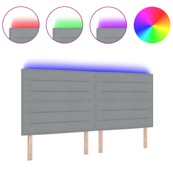Cabeceira LED Design Lines Cinza-claro 200 cm Tecido M 3