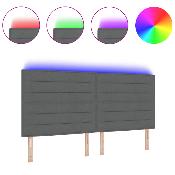 Cabeceira LED Design Linhas Cinza Escuro 100 cm Tecido M 3
