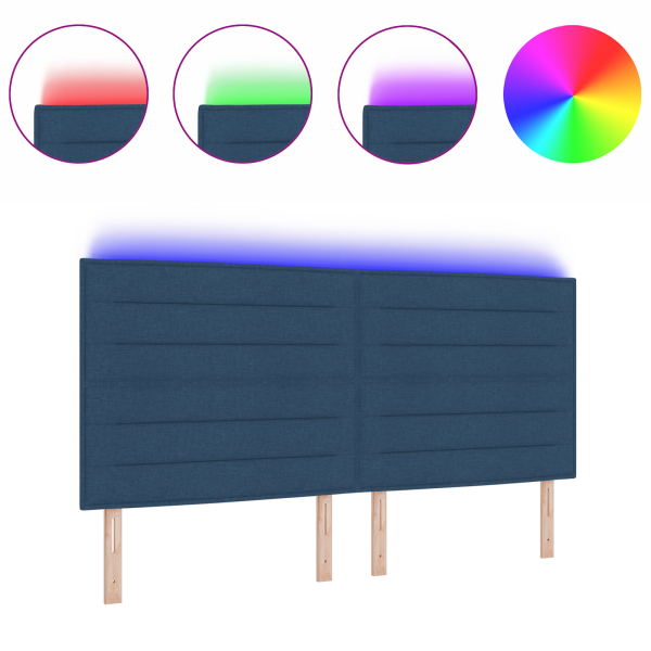 Cabecera LED Diseño Lineal Azul 100 cm Tela M 3