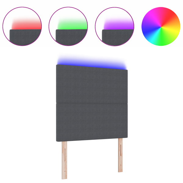 Cabecero de cama con luz LED tela de pana gris oscuro 100 cm M 3
