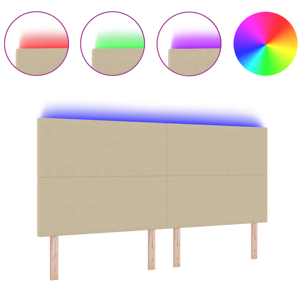 Cabecero de cama con luz LED tela de pana gris verde 100 cm M 3