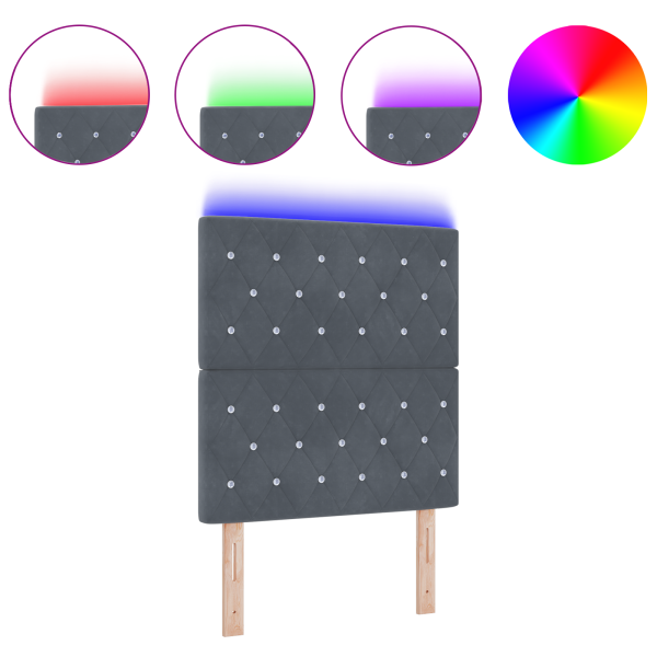 Cabecera LED Gris Oscuro 80 cm Terciopelo M 3