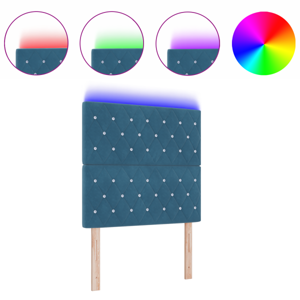 Cabecera LED Azul Oscuro 90 cm Terciopelo M 3