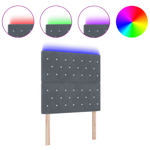 Cabezal LED  Gris Oscuro 100 cm Terciopelo M 3