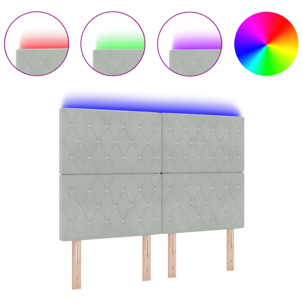 Cabecera LED Gris Claro 72 cm Terciopelo M 3