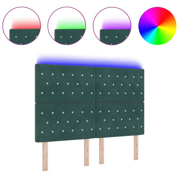 Cabecera LED Verde Oscuro 72 cm Terciopelo M 3