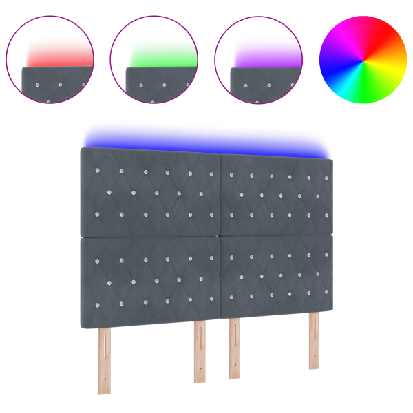 Cabecero LED Gris Oscuro 80 cm Terciopelo M 3