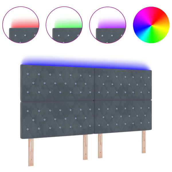 Cabeceira LED Cinza Escuro 90 cm em Veludo M 3