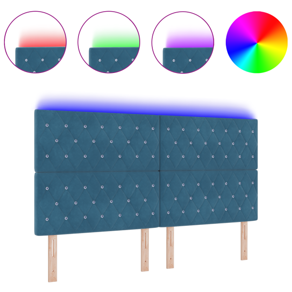 Cabecera LED Azul Oscuro 90 cm Terciopelo M 3