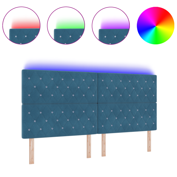 Cabecero LED Azul Oscuro 100 cm Terciopelo M 3