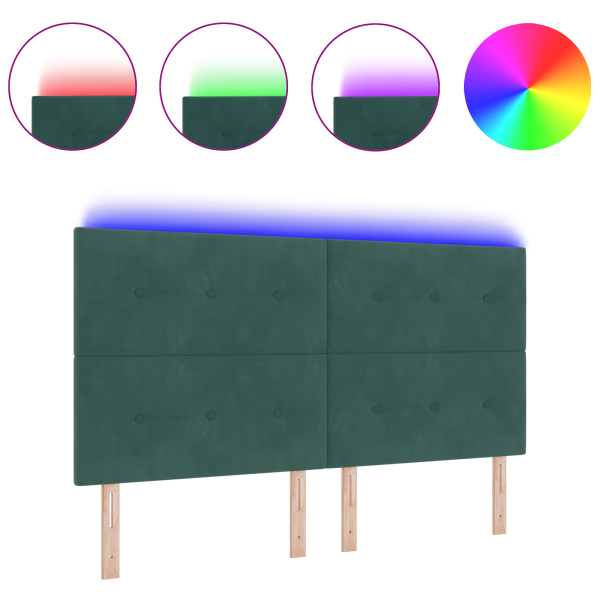 Cabecero LED  Verde Oscuro 90 cm Terciopelo M 3