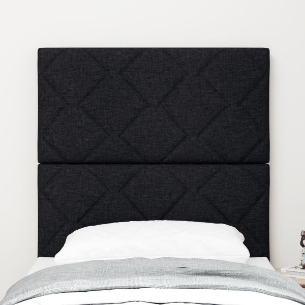 Cabeceira LED  Design de Blocos de Diamante Preto 80 cm Tecido M 4