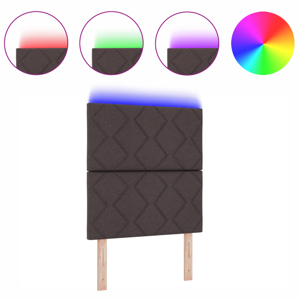 Cabeceira LED  Design de Blocos de Diamante Castanho Escuro 80 cm Tecido M 3