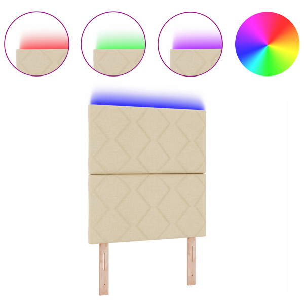 Cabecero LED de  Diseño Bloques de Diamante Crema 80 cm Tela M 3