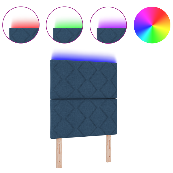 cabecera LED  diseño de bloques de diamante azul 80 cm tela M 3