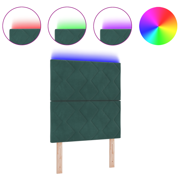 Cabecero LED Diseño Bloques de Diamante Verde Oscuro 80 cm Velvet M 3