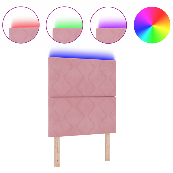 Cabecera  Rosa Diseño de Bloques en Diamante 80 cm de Terciopelo M 3