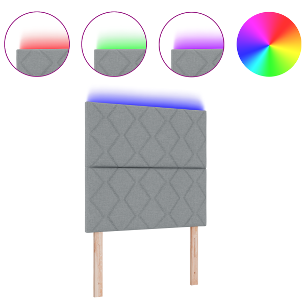 Cabeceira LED  Design de Blocos de Diamante Cinza Claro 100 cm Tecido M 3