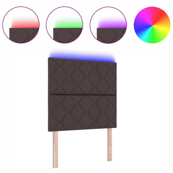 Cabeceira LED  com design de blocos de diamante castanho escuro. 100 cm tecido M 3