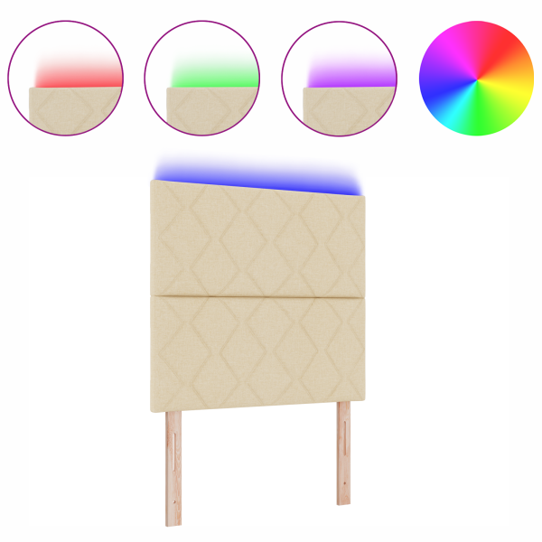 Cabeceira LED  Design de Blocos de Diamante Creme 100 cm Tecido M 3