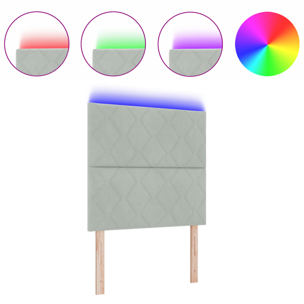 Cabeceira LED Blocos de Diamante Cinza Claro 100 cm M 3