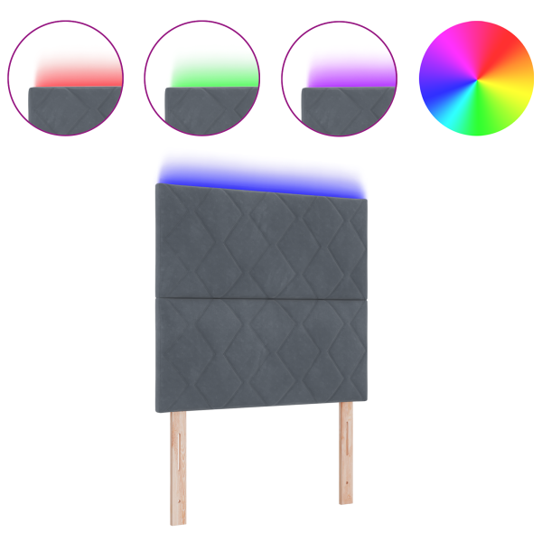 Cabecera LED Diseño de Bloques de Diamante Gris Oscuro 100 cm Terciopelo M 3