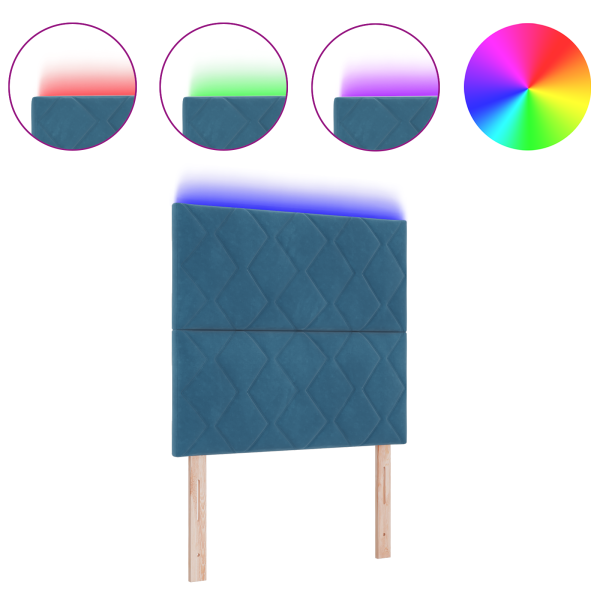 Cabecera LED Diseño de Bloques de Diamante Azul Oscuro 100 cm Terciopelo M 3