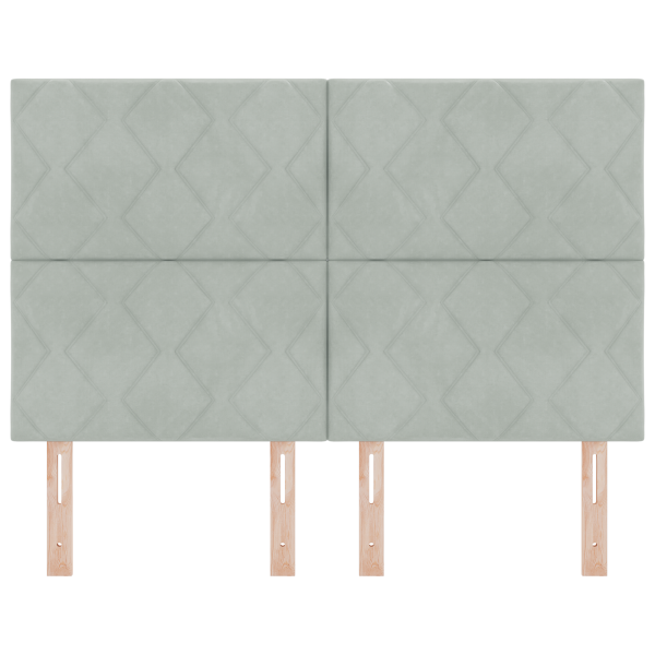 Cabecero  Diseño de Bloques de Diamante Gris Claro 144 cm Terciopelo M 5