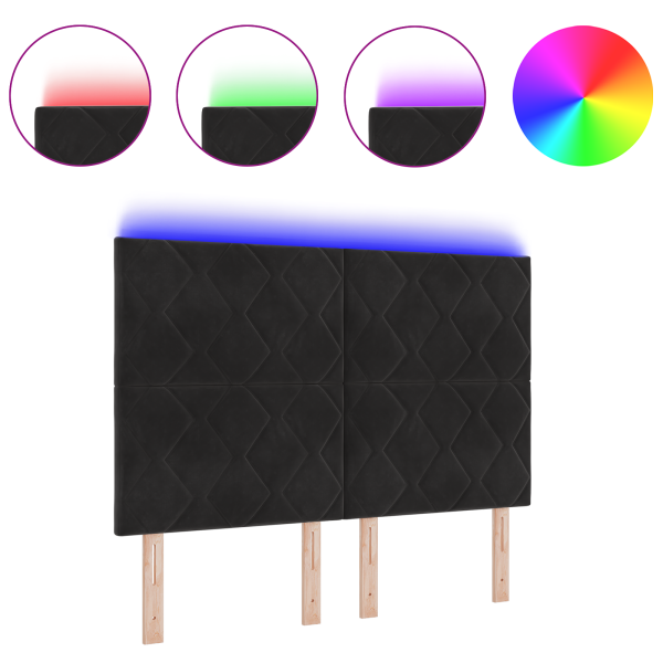 Cabecero Diseño de Bloques de Diamante Negro 144 cm Terciopelo M 3