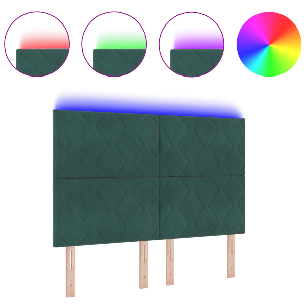 Cabecera de Diamantes  Diseño de Bloques Verde Oscuro 144 cm Terciopelo M 3