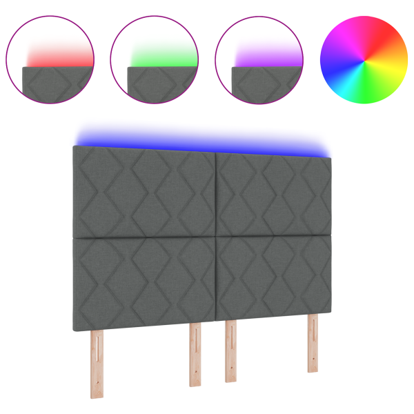 Cabecera LED  Diseño Bloque de Diamante Gris Oscuro 160 cm Tela M 3