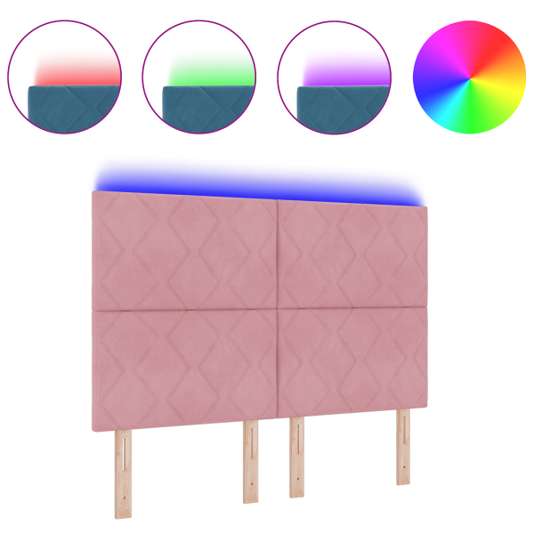 Cabeceira LED Rosa com Design de Blocos de Diamante 160 cm M 3